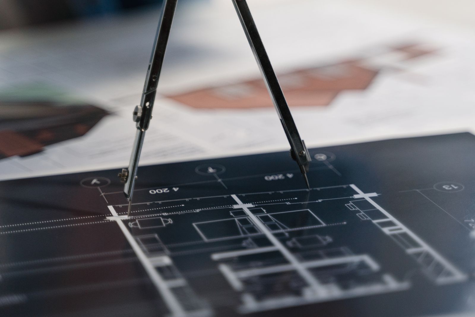 Compass on landscape blueprint